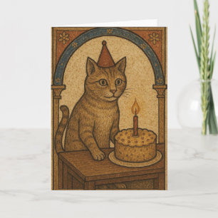 Cartão Gato de Aniversário Medieval