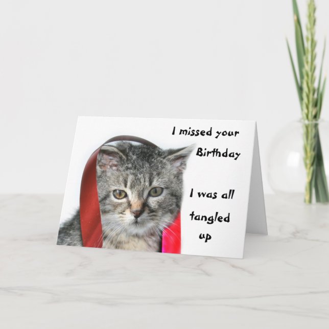 Cartão Gato de Aniversário Tarde (Frente)