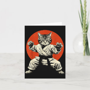 Cartão Gato de Artes Marciais Karate Judô Bandeira Japone