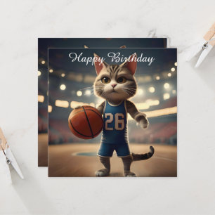 Cartão Gato de basquete,