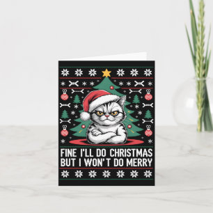 Cartão Gato de Braços Cruzados Funny Natal Suéter Feio Lo