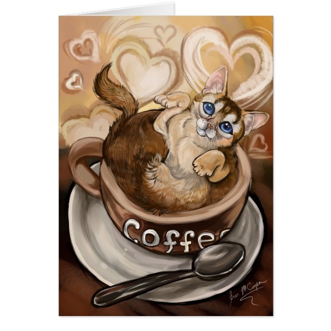 Cartão Gato de café (Frente)