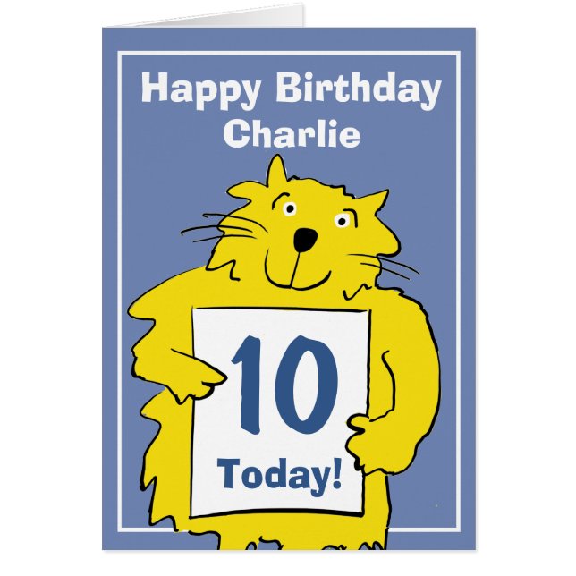 Cartão Gato de Cartoon Engraçado para Personalizar (Frente)