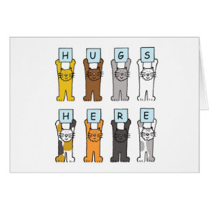 Cartão Gato de Cartoon Gato Abraços Aqui