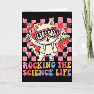 Cartão Gato de Ciência Retro Professor de Química do Dia
