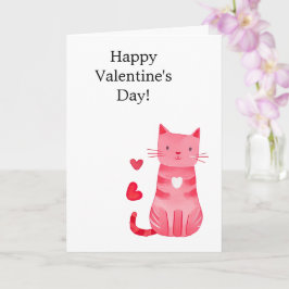 Cartão Gato de Corações Rosa