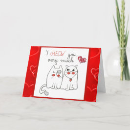Cartão Gato de Desenho Animado Engraçado e Fofo Amor