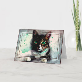 Cartão Gato de Design de Aquarela de Pet Personalizado