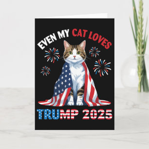 Cartão Gato de fogos de artifício vestindo bandeira dos E