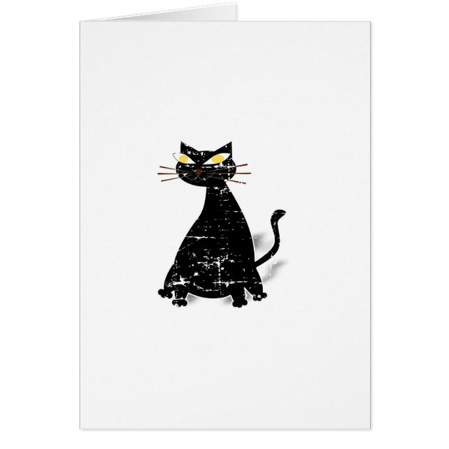 Cartão Gato de Gordura Preta Distante (Frente)