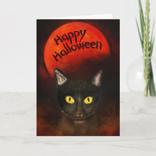 Cartão Gato de Halloween Spooky