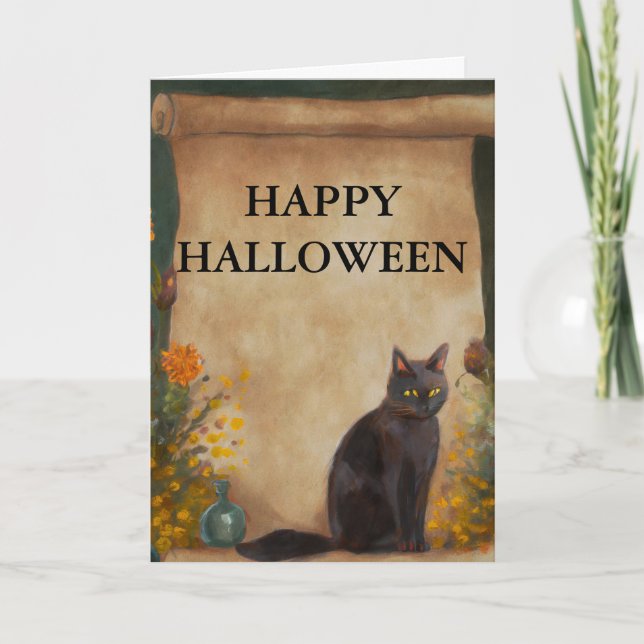 Cartão Gato de Halloween Spooky (Frente)