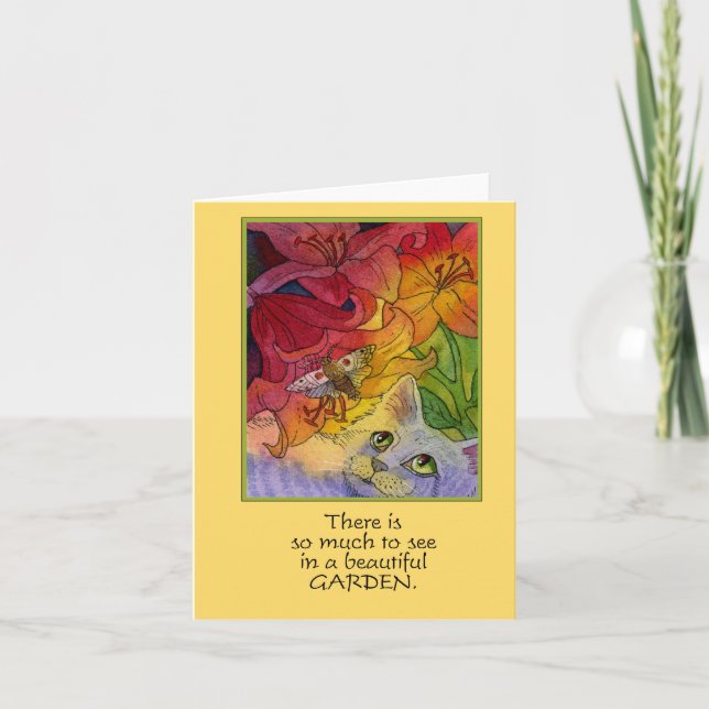 Cartão Gato de Jardim e Notecard Curiosos (Frente)