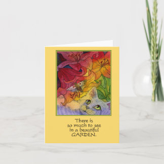 Cartão Gato de Jardim e Notecard Curiosos