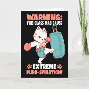Cartão Gato de Kickboxing para Homens Mulheres Crianças