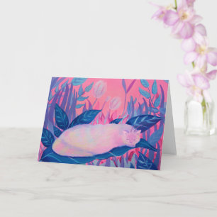 Cartão Gato-de-lata-rosa-púrpura-azul Fantasia