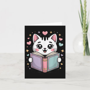 Cartão Gato de Leitura Fofo Amante de Livros Professora B