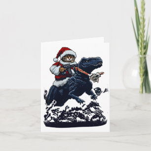 Cartão Gato de Natal com Chapéu de Papai Noel segurando u