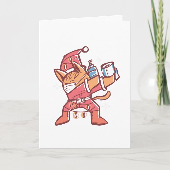 CARTÃO GATO DE NATAL DABBING (Frente)