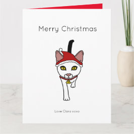 Cartão Gato de Natal de desenho animado fofo