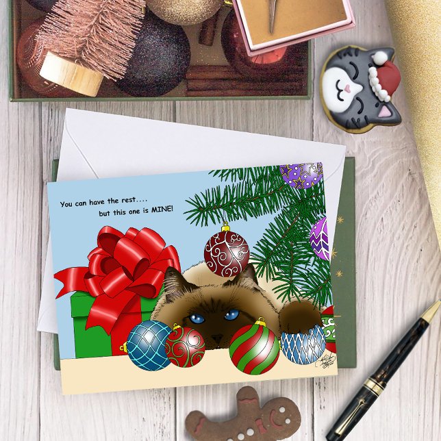 Cartão Gato de Ornamento da Bola de Natal (Criador carregado)