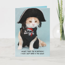 Cartão Gato de Pirata Engraçado Personalizável