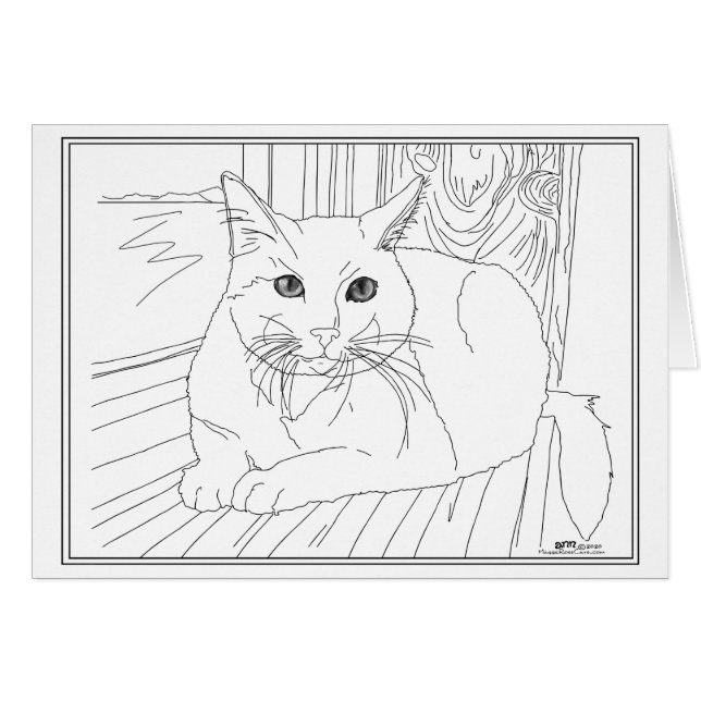 Cartão Gato de precioso na Janela (Frente Horizontal)