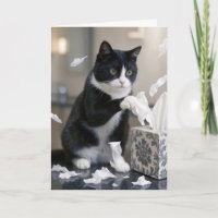 Gato de Smoking de Aniversário Brincando com uma C