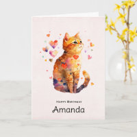 Gato de Tabby Bonito com Corações Aniversário
