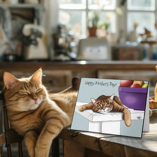 Cartão Gato de Tabby do Dia de as mães Orange (Criador carregado)