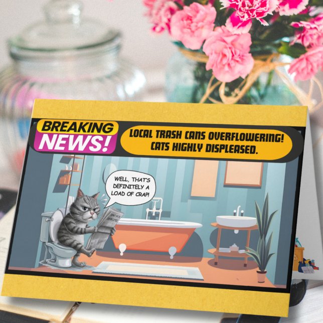 Cartão Gato Desgostoso Sentado No Banheiro Vai Ficar Bem  (Criador carregado)