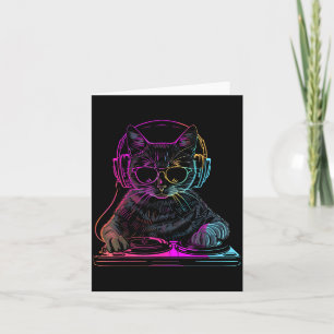 Cartão Gato Dj Edm Techno House Música Gato Engraçado Ama