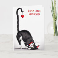 Gato do 55º Aniversário com Coração Vermelho