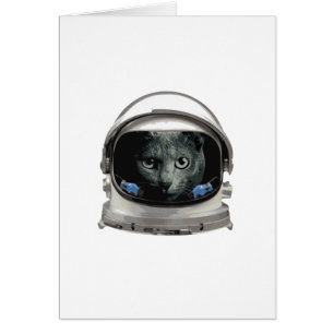 Cartão Gato do astronauta do capacete de espaço