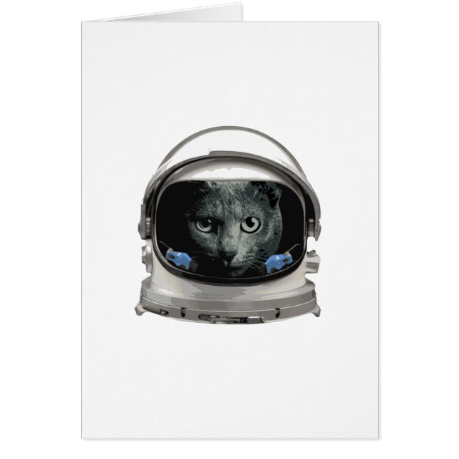 Cartão Gato do Astronauta do Capacete Espacial (Frente)