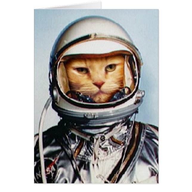 Cartão Gato do Astronauta Retroativo (Frente)