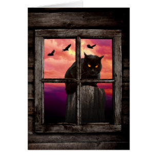 Cartão Gato do Dia das Bruxas
