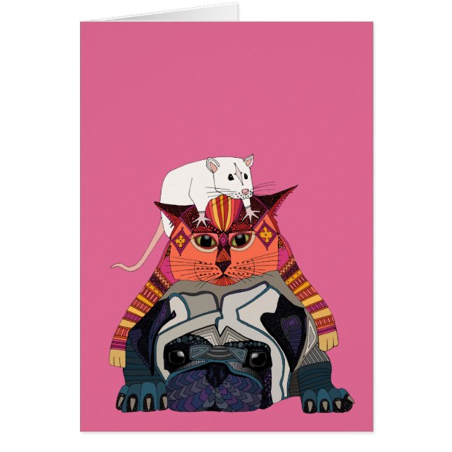 Cartão gato-do-mato-rosa (Frente)