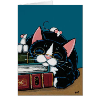 Cartão Gato do smoking & ilustração branca da história de