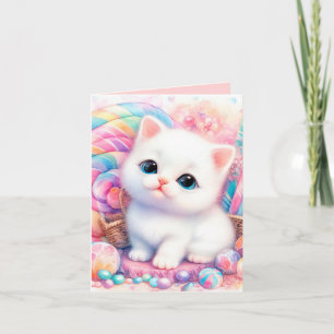 Cartão Gato doce e doce de bebê adiciona mensagem para qu