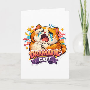 Cartão Gato Dramático Engraçado Chorando Arte de Reação d