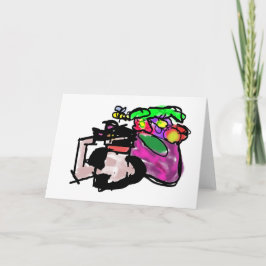 Cartão Gato e flores da primavera 