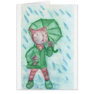 Cartão Gato e rato na chuva