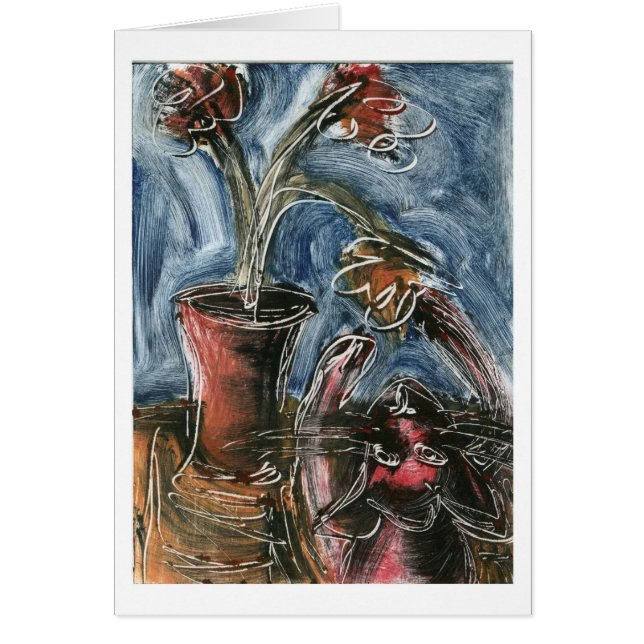 Cartão Gato e vaso de flores I (Frente)