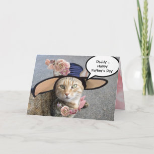 Cartão GATO ELEGANTE COM CHAPÉU DE DIVA, ROZAS ROSAS Dia