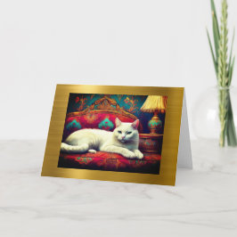 Cartão Gato em um set, fique bem