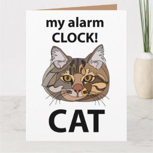 Cartão Gato Enfrenta Meu Despertador Gato Tabby