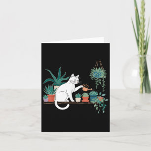 Cartão Gato Engraçado Amante de Plantas de Água Plantio J