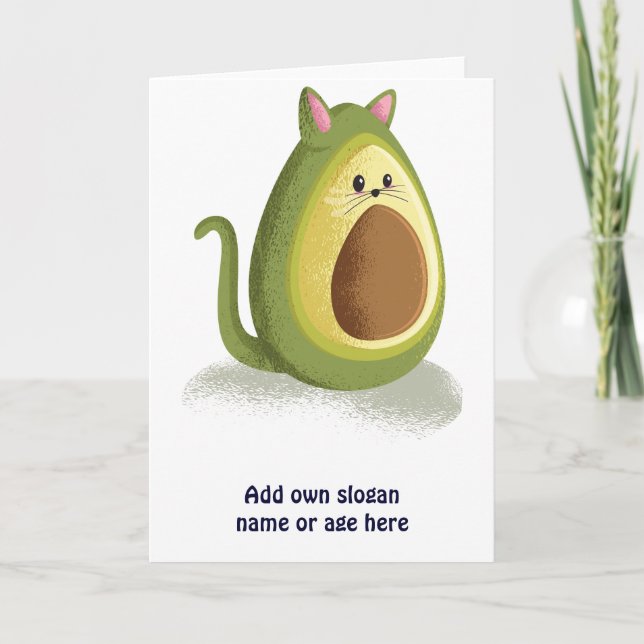 Cartão Gato Engraçado Avocado Engraçado Gráfico de Adoles (Frente)