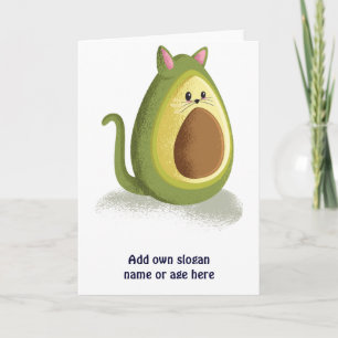 Cartão Gato Engraçado Avocado Engraçado Gráfico de Adoles